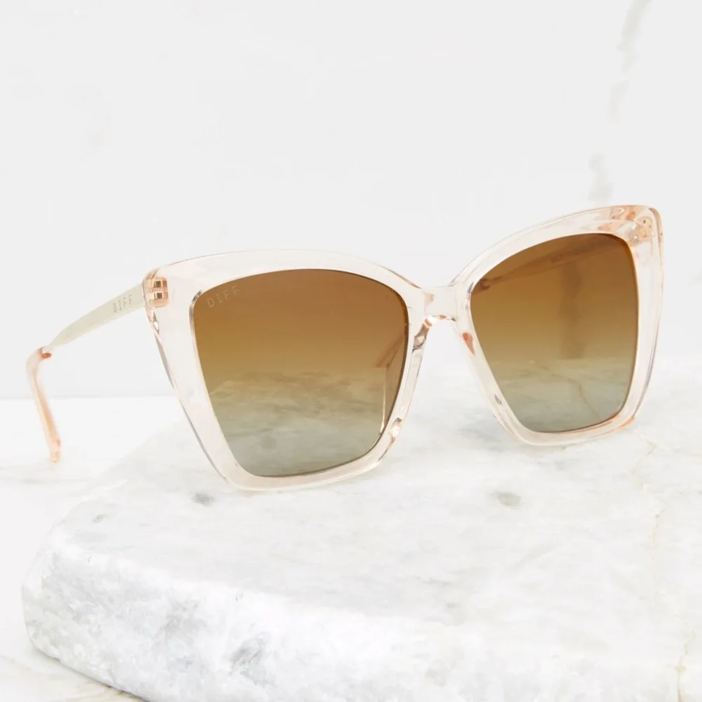 Becky II Sandstone Crystal Brown Fade Polarized Sunglasses - Picture 2 of 11